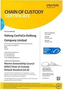MSC Chain of Custody Certificate